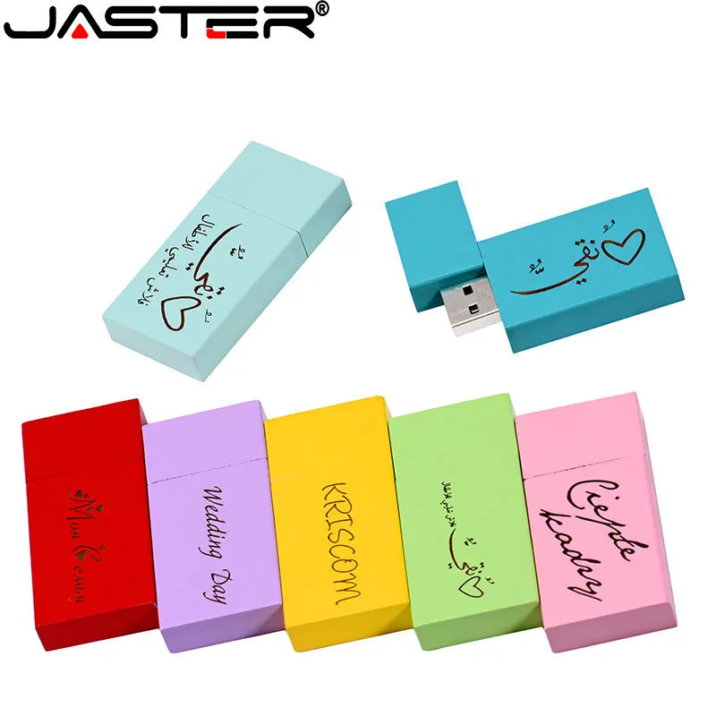 ג ' סטר עץ צבעונית עט כונן 128GB USB 2.0 Flash Drive 64GB חינם מותאם אישית לוגו 32GB USB 16GB 8GB מתנה יצירתית מקל USB . ' - ' . 0