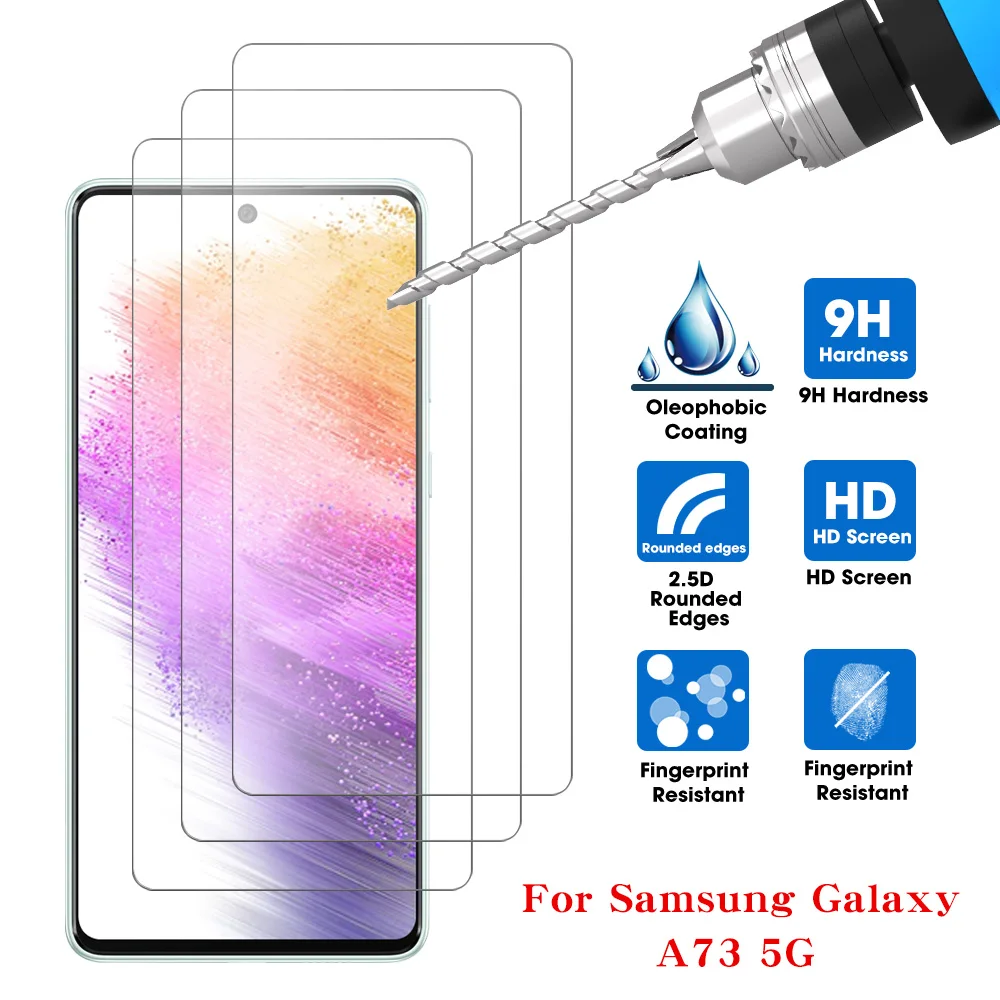 3PCS עבור Samsung Galaxy A73 5G ברור מגיני מסך עמיד בפני השריטות מזג זכוכית סרט Galaxy A73 אביזרים לטלפון . ' - ' . 0