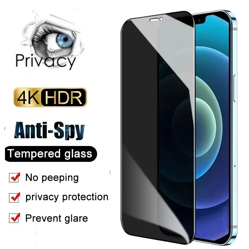 חיפוי מלא הפרטיות מגן מסך לאייפון 14 13 Pro מקס אנטי מרגלים זכוכית מחוסמת לאייפון 12 11 Pro 7 8Plus להגן על הסרט . ' - ' . 0