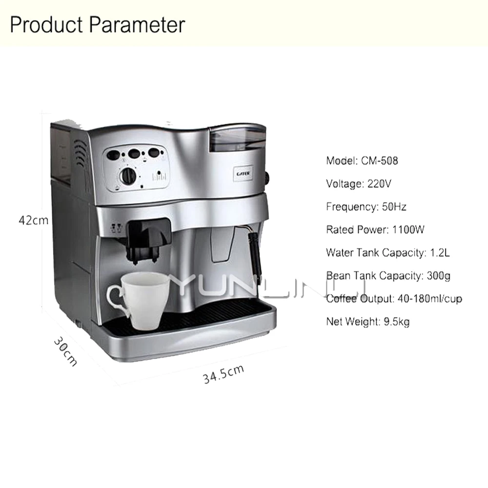 220V 1100W מלאה-קפה אוטומטית Machcine מסחרי/ביתי מכונת קפה מקציף חלב שעועית שחיקה טרי מכונת קפה . ' - ' . 5