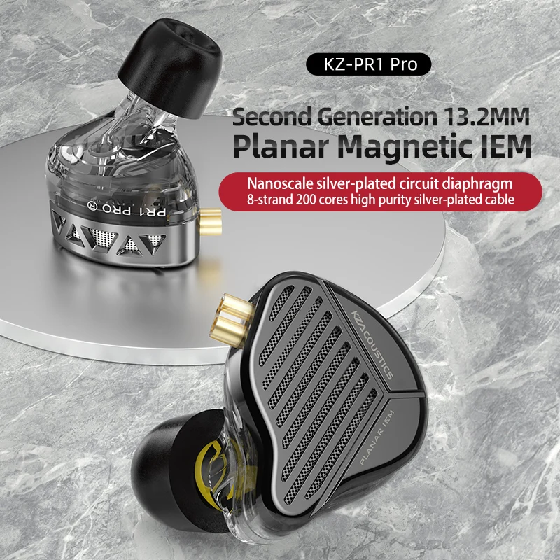 KZ PR1 Pro Planar Magnetic IEM Wired אוזניות 13.2 מ 