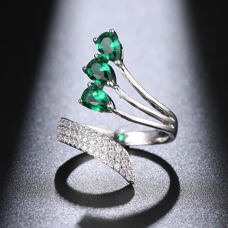 Emmaya הגעה חדשה ספירלת מראה מבריק טבעת מתכווננת עם שלושה מקסים AAA Zirconia תכשיטים אירועים קישוט מודרני . ' - ' . 1