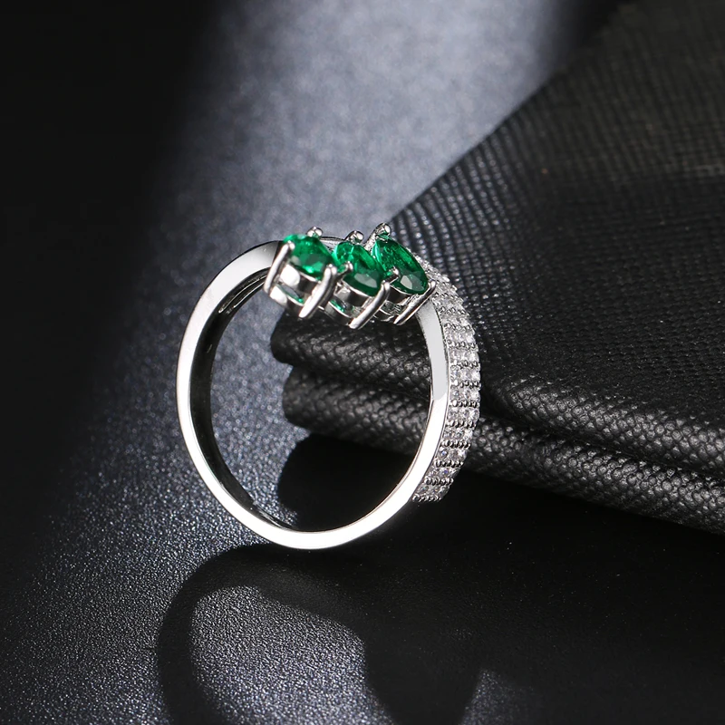 Emmaya הגעה חדשה ספירלת מראה מבריק טבעת מתכווננת עם שלושה מקסים AAA Zirconia תכשיטים אירועים קישוט מודרני . ' - ' . 2