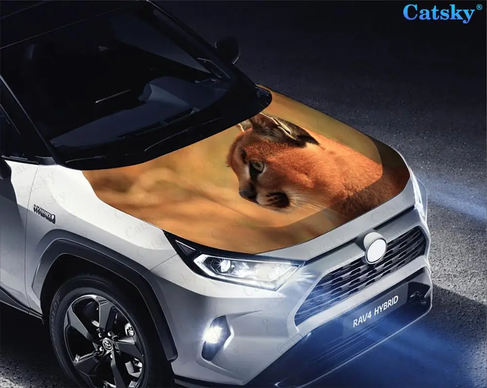 חיה Caracal החתול מכסה המנוע של מכונית מדבקות ויניל מדבקות לעטוף ויניל מכסה המנוע מדבקות מדבקה מכסה המנוע של מכונית כיסוי מדבקה סרט . ' - ' . 3