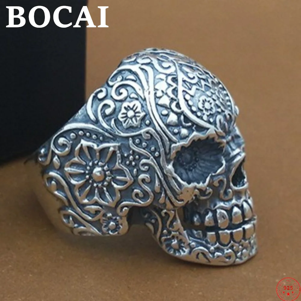 BOCAI מוצק S925 כסף סטרלינג טבעת לגברים נשים 2022 חדש אופנה נצחי גפן הגולגולת-תכשיטים Argentum קישוטים . ' - ' . 0