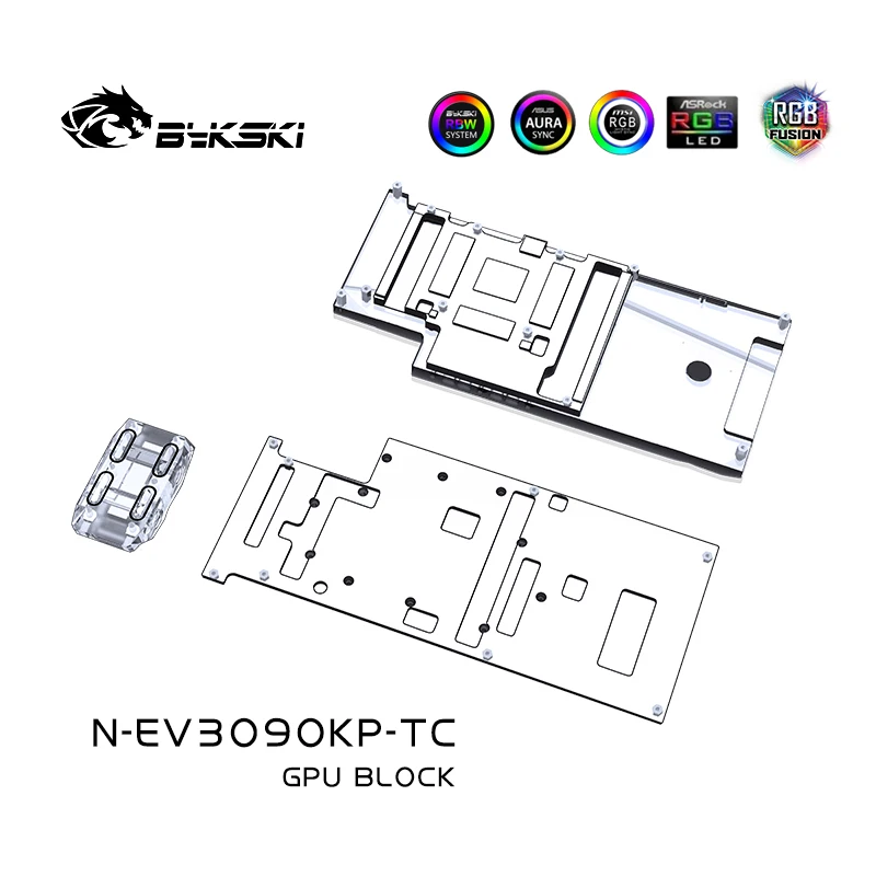 Bykski RTX3090 פעיל Backplate מים לחסום EVGA RTX3090 ברון גרפיקה היברידית כרטיס זיכרון VRAM רדיאטור GPU קריר N-EV3090KP-TC . ' - ' . 3