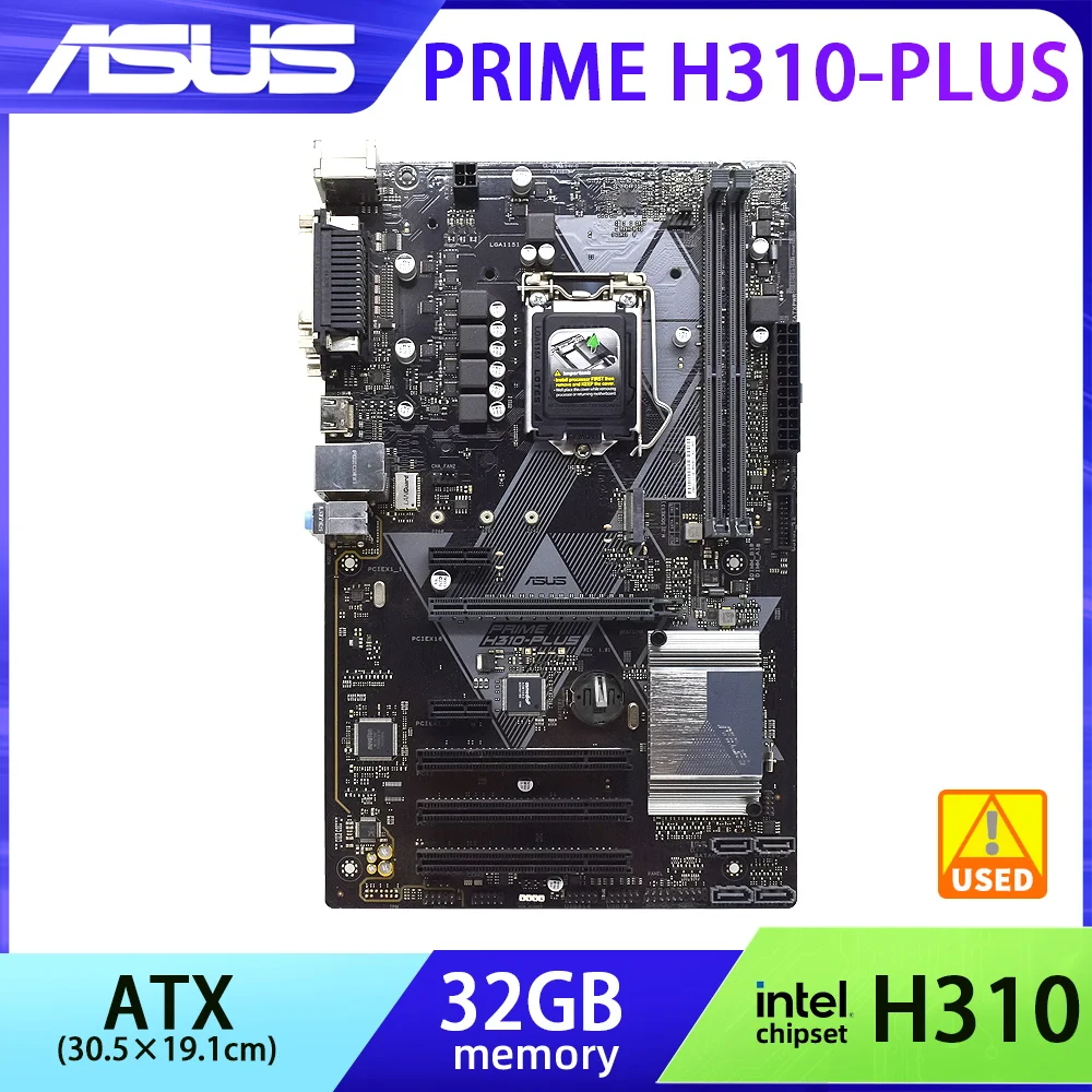 LGA 1151 לוח אם Asus ראש H310 פלוס לוח האם DDR4 32GB 2133MH מידע H310 ATX M. 2 SATA3 PCI-E 3.0, VGA, HDMI 4×USB3.1 Gen1 . ' - ' . 0