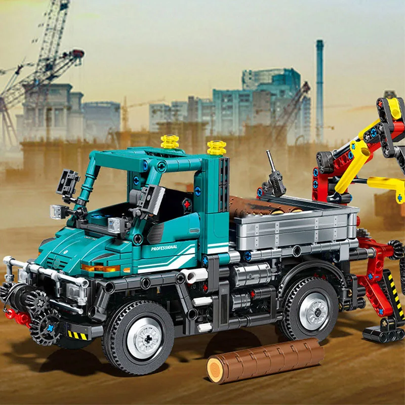910Pcs MOC רחובות מכני חוות הנדסה דגם המכונית אבני בניין עיר Unimog משאית דמויות לבנים צעצועי ילדים למבוגרים מתנה . ' - ' . 1