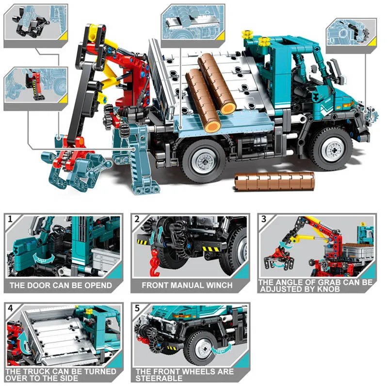910Pcs MOC רחובות מכני חוות הנדסה דגם המכונית אבני בניין עיר Unimog משאית דמויות לבנים צעצועי ילדים למבוגרים מתנה . ' - ' . 4