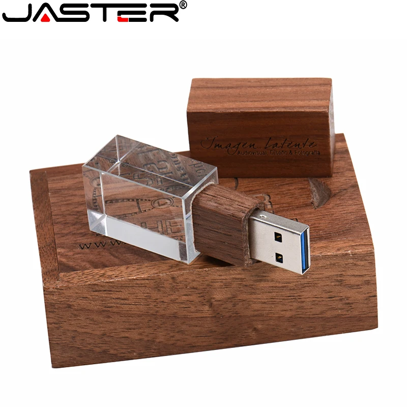 ג ' סטר עץ מסוגנן קריסטל יצירתי USB 2.0 כונן פלאש 4GB 8GB 16GB 32GB 64GB, צילום זיכרון אחסון U דיסק חינם לוגו . ' - ' . 0