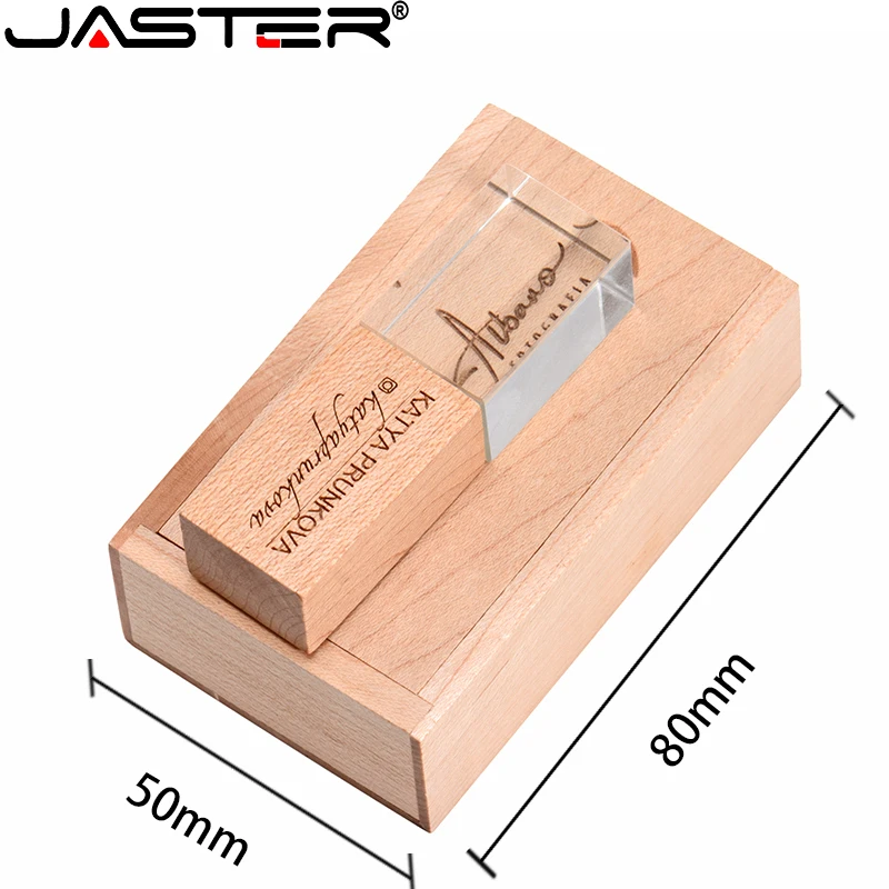 ג ' סטר עץ מסוגנן קריסטל יצירתי USB 2.0 כונן פלאש 4GB 8GB 16GB 32GB 64GB, צילום זיכרון אחסון U דיסק חינם לוגו . ' - ' . 2