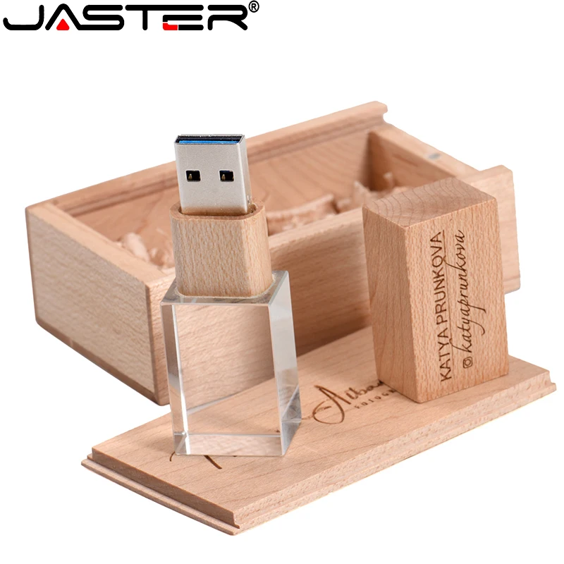 ג ' סטר עץ מסוגנן קריסטל יצירתי USB 2.0 כונן פלאש 4GB 8GB 16GB 32GB 64GB, צילום זיכרון אחסון U דיסק חינם לוגו . ' - ' . 4