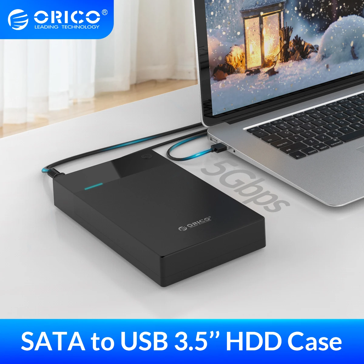 ORICO נייד מארז הכונן הקשיח עם 12V1A Bulit-כוח SATA-USB 3.0 כונן דיסק קשיח מקרה עבור 2.5/3.5 SSD HDD תמיכה UASP . ' - ' . 0