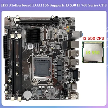 1 סט H55 לוח האם LGA1156 תומך I3 530 I5 760 סדרת מעבד זיכרון DDR3 עם I3 550 CPU