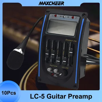 10Pcs 5 להקות LC-5 הגיטרה איסוף עבור אקוסטית Guitarra Preamp EQ אקולייזר עם טיונר דיגיטלי Pegar Instrumentos גיטרה חלקים