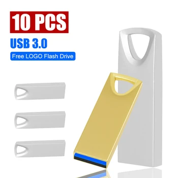 10pcs/lot USB 3.0 חינם לוגו מתכת flash drive 16GB 32GB Pendrive 64GB USB 3.0 מקל זיכרון פלאש מקל כונן עט השתלמות Usb עבור Gif
