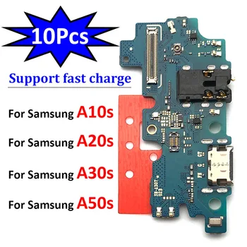 10Pcs USB לטעינה יציאת מיקרופון מיקרופון מחבר מזח לוח להגמיש כבלים עבור Samsung A10S A20S A30S A50S A107 A207 A307 A70s A12