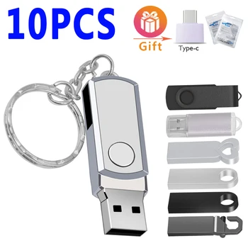 10pcs/הרבה הבזק מסוג USB Drive2.0 64GB מתכת כונן עט 32GB 16GB 8GB 4GB Pendrive מקל זכרון USB השתלמות USB בחינם לוגו מתנות USB דיסק