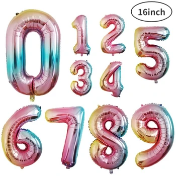 16inch הקשת מספר רדיד בלון מסיבת בלונים לילדים יום הולדת קישוטים למסיבת מקלחת תינוק עיצוב הליום Globos Ballons