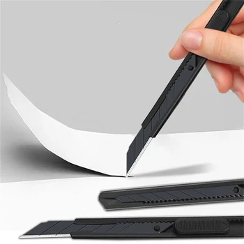 1pcs נייד נשלף סכין יפנית שחורה חותך נייר נייר המעטפה פותחן 9 מ 