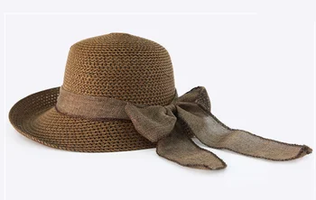 2020 חדש קיץ שמש כובעי נשים אופנה ילדה כובע קש סרט קשת חוף כובע מזדמן קש שטוח העליון כובע פנמה עצם דייגים הכובע