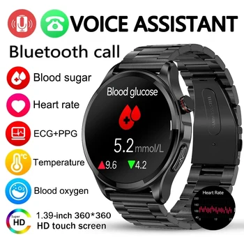 2023 חדש א. ק. ג של סוכר בדם שעון חכם גברים Bluetooth שיחה אינפרא אדום אוטומטית החמצן בדם קצב הלב, לחץ הדם בריאות לצפות