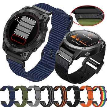 26mm ניילון ארוגים Quickfit רצועת שעון רצועה עבור Garmin Fenix 7Xpro 5XPlus epix Pro 51mm Smartwatch החלפת צמידים צמיד