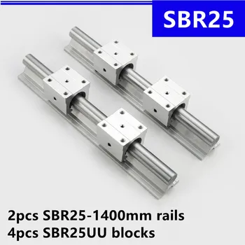 2pcs SBR25 -1400mm מדריך ליניארי תמיכה המסילה. 4pcs SBR25UU ליניארי הנושאת רחובות עבור הנתב CNC חלקים