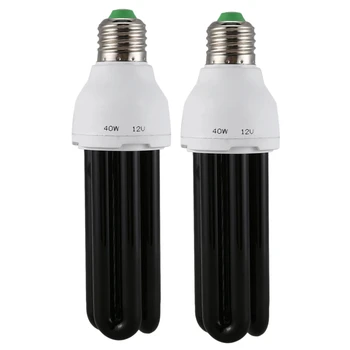 2X E27 40W UV אולטרה סגול ניאון Blacklight פיבולאר הנורה מנורת 220V צורה:ישר בהספק מתח:40W DC 12V