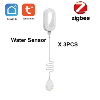 3pcs Tuya חכם Zigbee נזילת מים חיישן דליפת ניטור App הודעה אינטליגנטי הצמדה מובנה סוללה נטענת