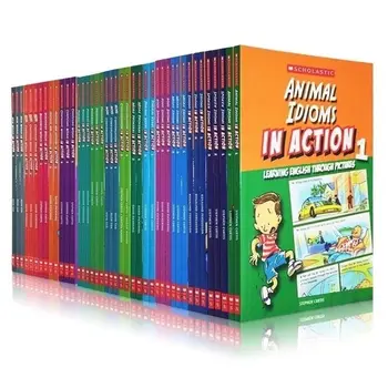 45 ספרים לימודית בפעולה מילים/ניבים ספרים לילדים, אנגלית לילדים ספר קופסת מתנה תמונת קריקטורה הסיפור Livre Libro