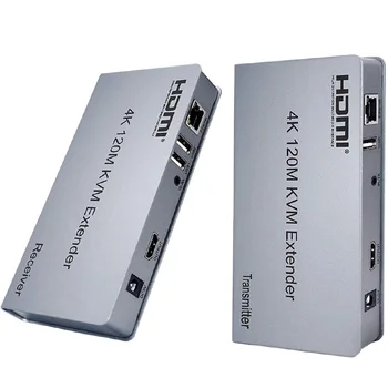 4K 120M HDMI KVM Extender על RJ45 Ethernet Cat5e/6 כבל HDMI USB מאריך משדר מקלט ערכת תמיכה USB מקלדת ועכבר