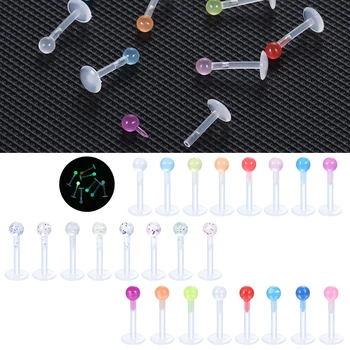 8Pcs /Set גמיש שקוף Bioplast Labret הרבעה Push-שפתיים ערכות פירסינג סחוס האוזן Tragus הליקס פירסינג, עגילים