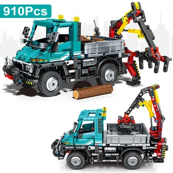 910Pcs MOC רחובות מכני חוות הנדסה דגם המכונית אבני בניין עיר Unimog משאית דמויות לבנים צעצועי ילדים למבוגרים מתנה