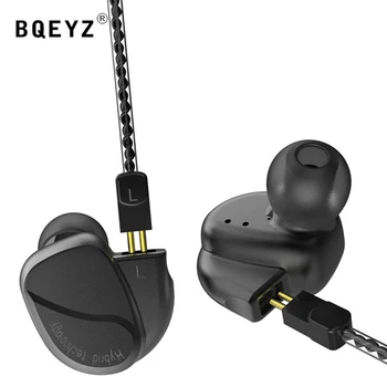BQEYZ K2 באוזן HiFi IEMs אוזניות היברידית דינמי איזון אבזור נהגים סטריאו מתכת אוזניות מוניטור עם כבלים נתיקים