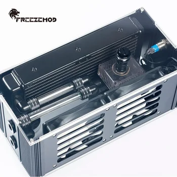 FREEZEMOD המחברת מערכת קירור מים 45mm עבה שכבה כפולה נחושת/אלומיניום רדיאטור עם RGB קופסת 24YT אין אספקת חשמל
