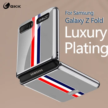GKK זכוכית מחוסמת מקפלים Case For Samsung Galaxy Z Flip מקפלים 2 5G יוקרה קשה כיסוי מגן עבור ה-Samsung Z flip מקפלים 2 5G מקרה