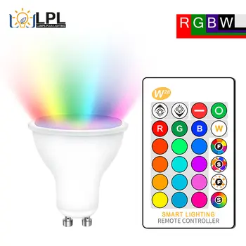 GU10 LED מנורה-RGB 8W RGBW RGBWW GU10 Led נקודות אור 220V 110V RGB מנורה Bombillas Led גו 10 16 צבעים עם שלט רחוק