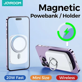 Joyroom 20W מגנטי Powerbank 6000mAh אלחוטית טעינה מהירה בנק כוח נייד עם טבעת מחזיק סוללה חיצונית עבור ה-iPhone