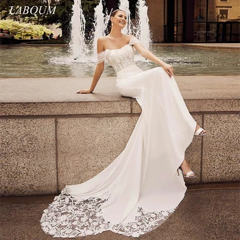 LaBoum 2023 שמלות חתונה סטרפלס מתוקה נדן מודרני תחרה ללא משענת שמלות כלה בהזמנה אישית vestidos דה נוביה
