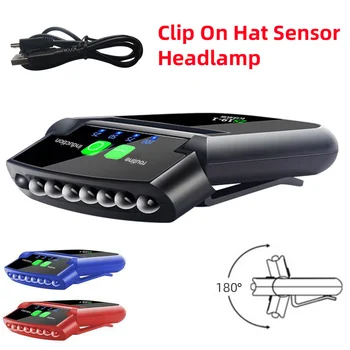 LED חיישן פנס מיני כובע קליפ כובע דייג אור פנס נטענת USB מתכוונן זווית לקמפינג פנס פנס העבודה