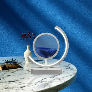 LED מנורת שולחן חול טובעני 3D מלאכה דינמי נוף טבעי יצירתי זורם חול התמונה עוברת חול אמנות