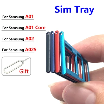 Sim כפול כרטיס טלפון נייד שקע חריץ מגש הקורא מחזיק עבור Samsung Galaxy A01 A01 הליבה A02 A02S Sim יציאת מגש חלקי חילוף