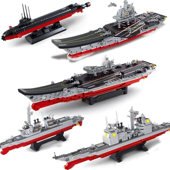 Sluban ספינת מלחמה קרב צבאי הספינה הספינה בניית מודל Aircrafted המוביל משחתת מערכות הנשק לבנים creativ ערכות רחובות צעצועים