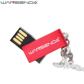 WANSENDA עמיד למים כונן הבזק מסוג USB 32GB 64GB סיבוב כונן עט 16GB Pendrive מפתח טבעת 128GB USB 2.0 זיכרון