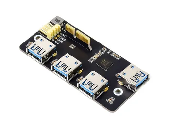 Waveshare PCIe USB 3.2 Gen1 מתאם, תוכנן עבור Raspberry Pi לחישוב מודול 4 IO לוח, 4x יציאות USB במהירות גבוהה