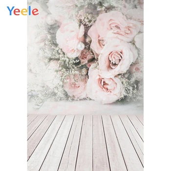 Yeele פרחים, ענפי עלים רצפת עץ רקע צילום צילום צילום סטודיו Photocall רקע קישוטים אביזר
