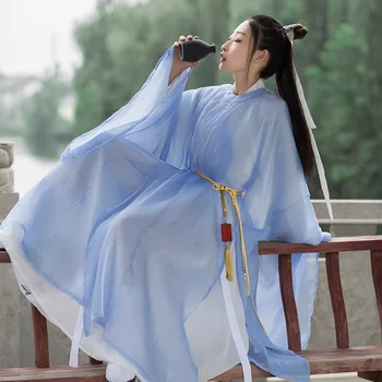 Yunqi המקורי Hanfu נקבה מינג צבע טהור צוואר עגול החלוק עבור גברים ונשים CP אותו סגנון מהבהב Cationic יומי
