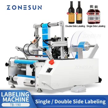 ZONESUN XL801 אוטומטי בקבוק תיוג מכונה בודדת כפול, בצד מיץ סיבוב הבקבוק תווית המוליך עם מדידת
