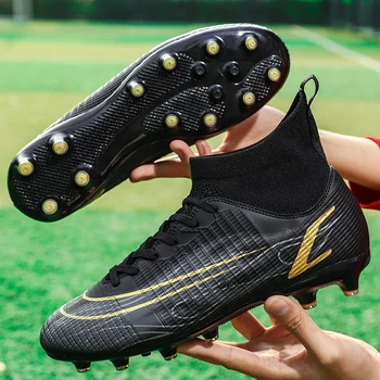 איכות נעלי כדורגל פקקים סי רונאלדו עמיד נעלי כדורגל משקל קל נוח Futsal נעלי ספורט סיטונאי יוניסקס 31-48 גודל